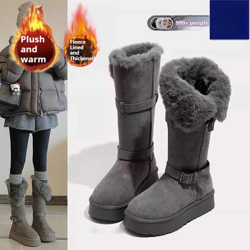 Women's Fashionable Padded Mid-Calf Cotton Boots foto 2