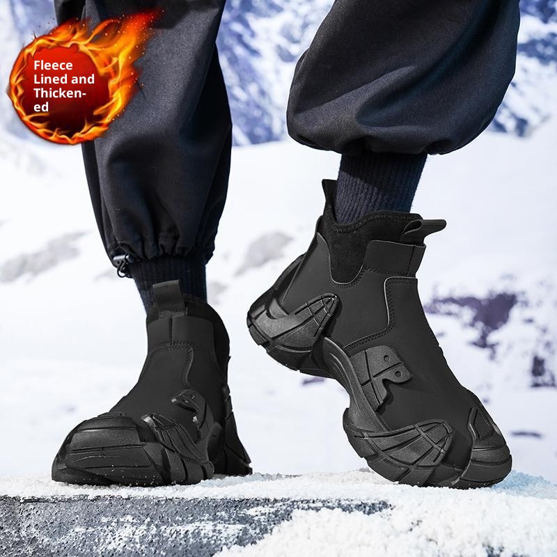 High-top Fleece Warm And Fashionable Fur-lined Slip-on Lazy Shoes foto 2