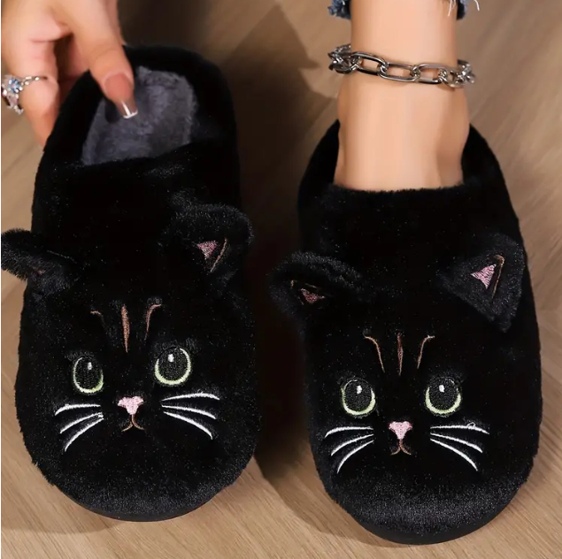 Cotton Couple Kitty Cartoon Cute Velvet Warm Slippers foto 3