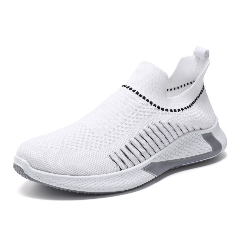 Fashion Mesh Sock Shoes With Striped Design Men Outdoor Breathable Slip-on Sneakers Csuale Lightweight Running Sports Shoes foto 4
