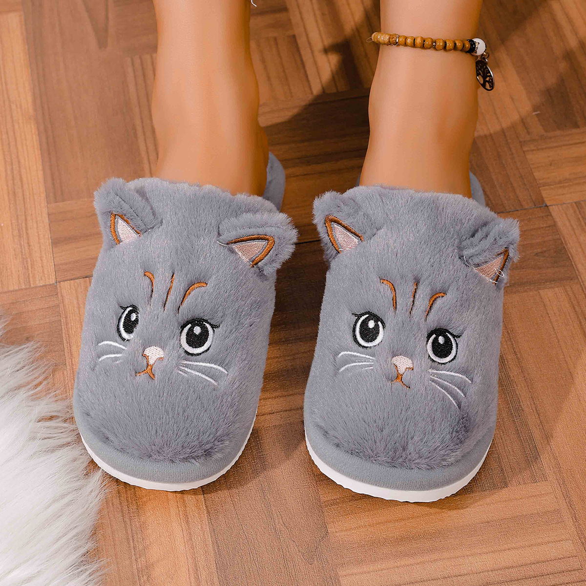 Christmas Plush Closed Toe Open Toe Cotton Slippers foto 5