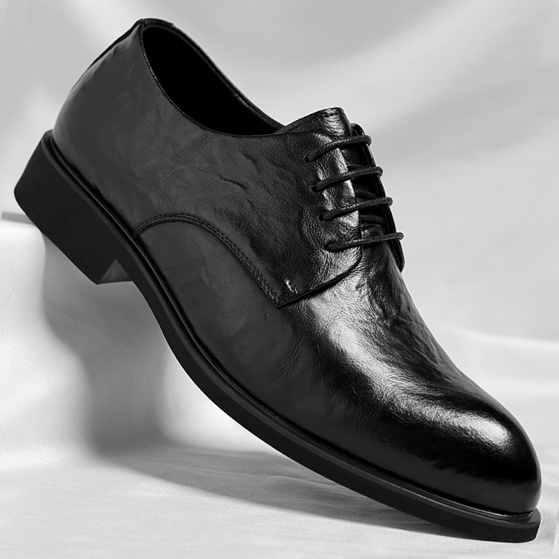 Men's Retro Formal Business Pointed Leather Shoes foto 4