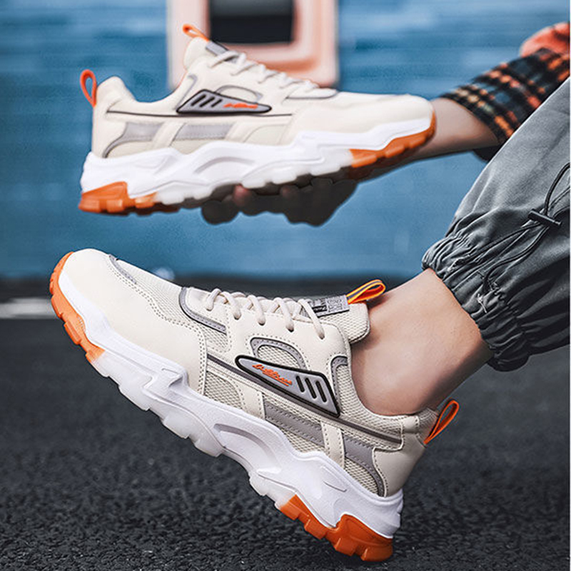 Black White Lace-up Sneakers Men Outdoor Breathable Csual Mesh Shoes Lightweight Running Sports Shoes foto 3