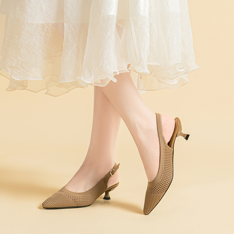 Flyknit Hollow Temperament Pointed Toe Toe High Heels Cooldown foto 4