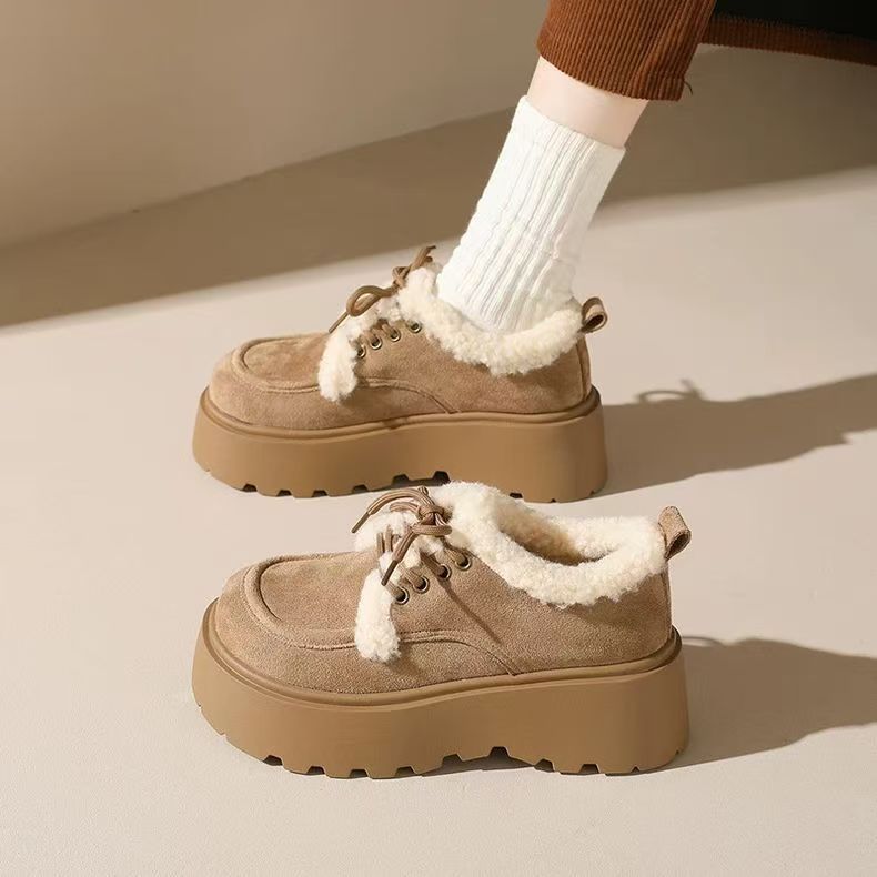 Fleece-lined, Thick Cotton Shoes With A Chunky Sole foto 5