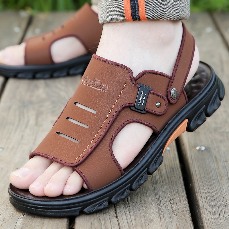 Men's Sandals Summer Slippers Dual-use Non-slip Wear-resistant Soft Bottom Beach Shoes foto 4