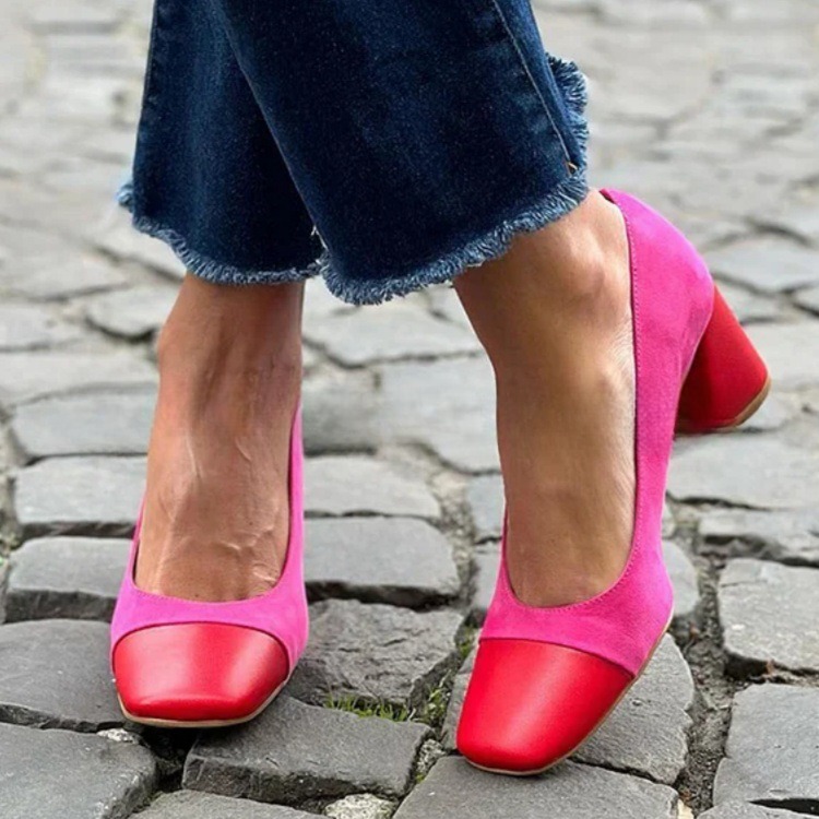 Women's Fashion High Heel Stitching Plus Size Elegant Pumps foto 3