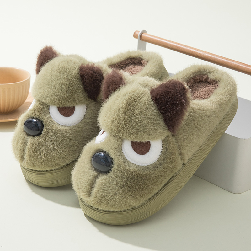 Warm And Cute Puppy Platform Non Slip Cotton Slippers foto 2