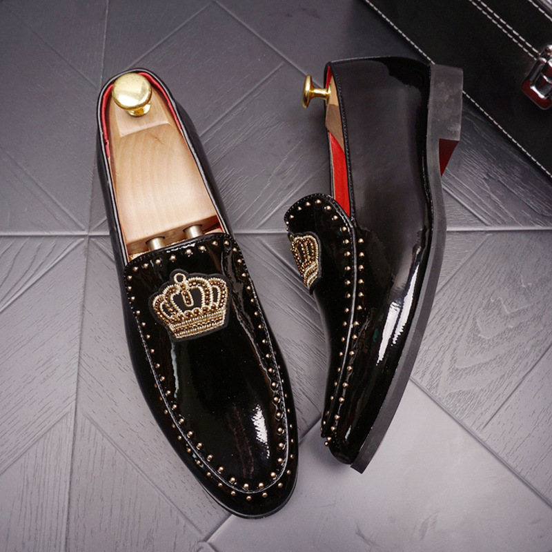 Trendy Retro Bright Leather Slip-on Increased By Men's Pointed Leather Shoes foto 4