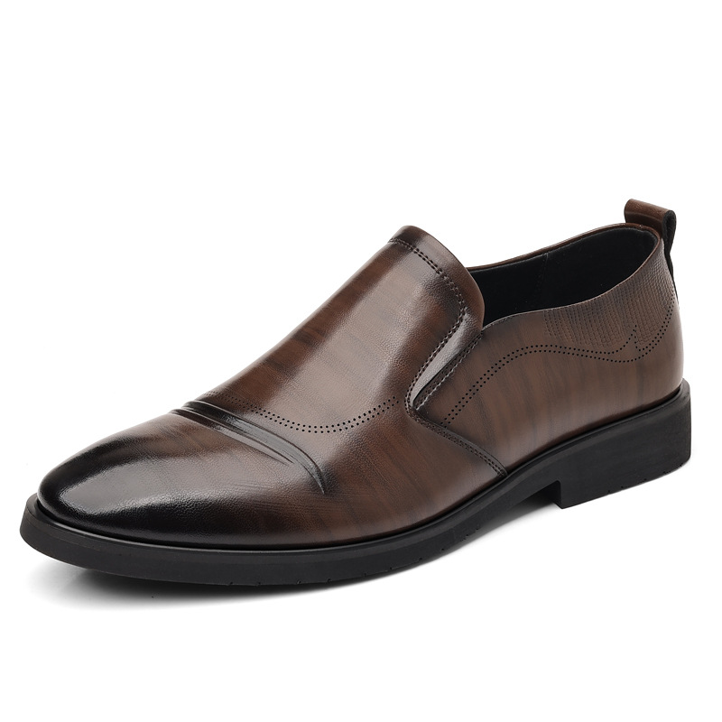 Mens Plus-Size Vintage Business Slip-On Leather Shoes foto 2
