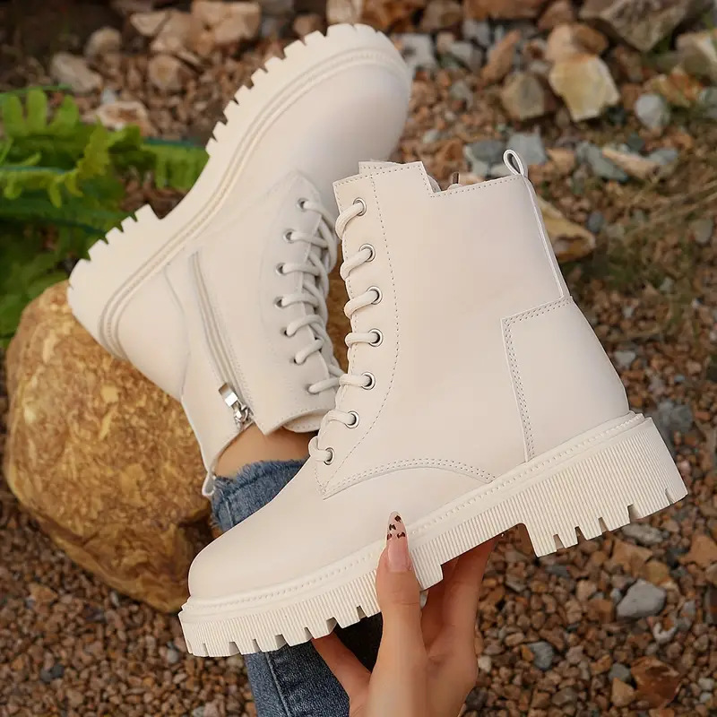 Versatile Motorcycle-style Ankle Boots With A Thick Sole foto 3