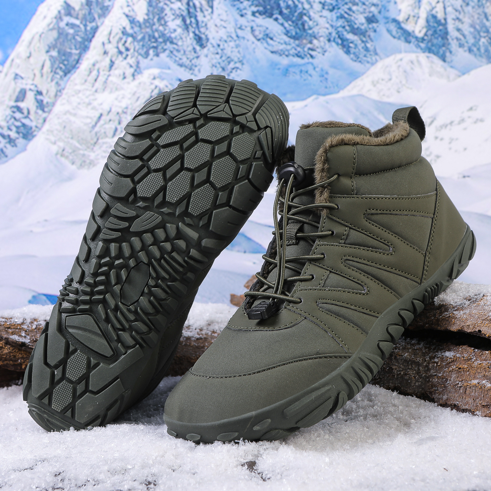 Outdoor Sports Cotton Shoes Men's And Women's Velvet Warm Boots Wear-resistant Non-slip foto 3