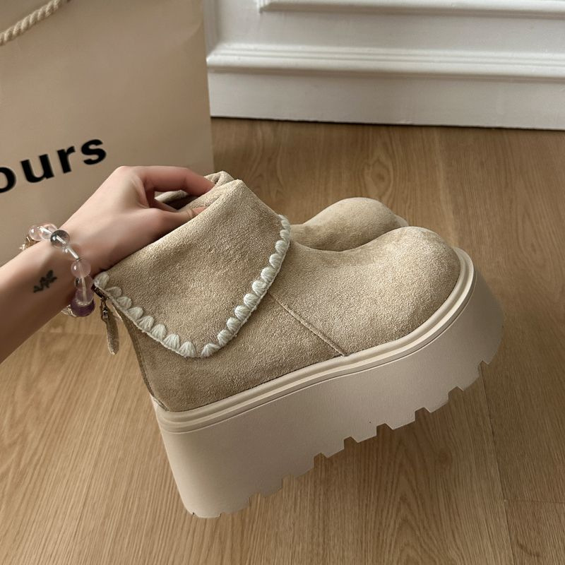 Womens Retro Height-Boosting Snow Boots With Lace And Extra Padding foto 3