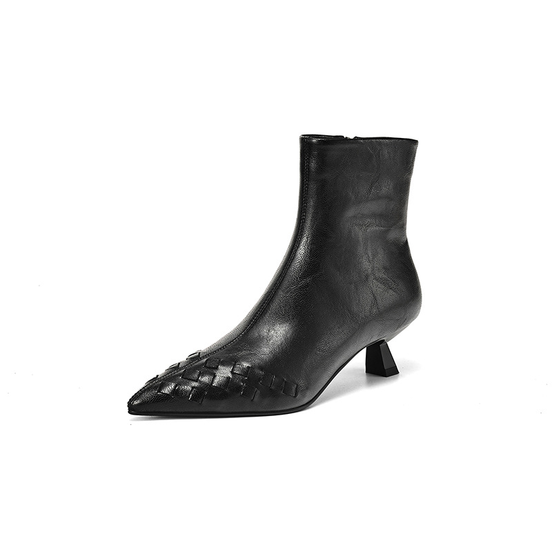 Fashionable Knit Ankle Mid-heel And Plush-lined Boots foto 2