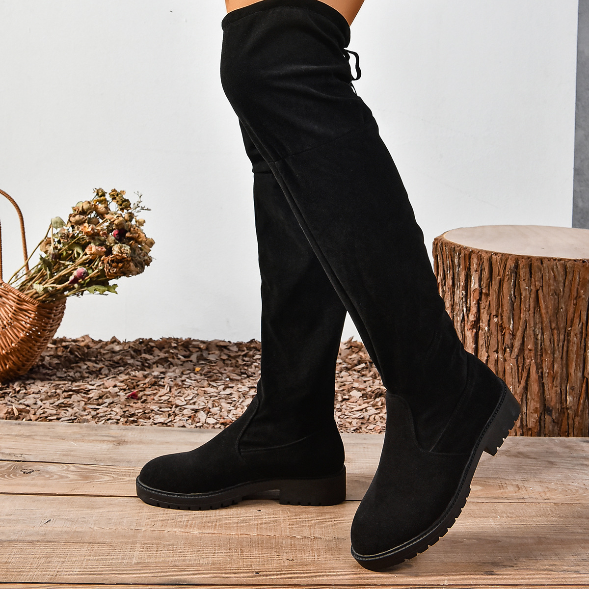 Elastic Thicksoled Solidcolor Fashionable Kneehigh Boots foto 5