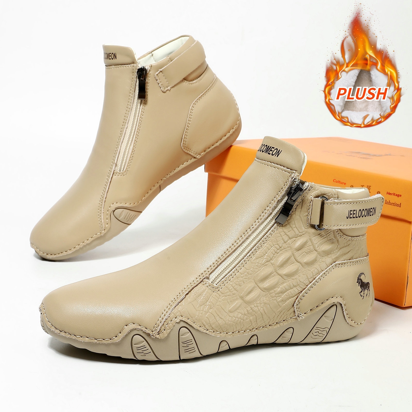 Genuine Leather Plus-Size Cotton Shoes Independent Website High-Top Wear-Resistant Outdoor Casual Shoes foto 2