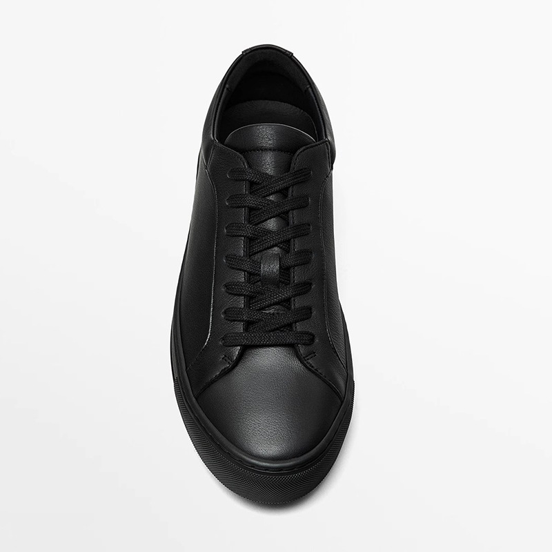 Simple Lace Sports Leather Lace-up Flat Bottom Casual Sneakers foto 3