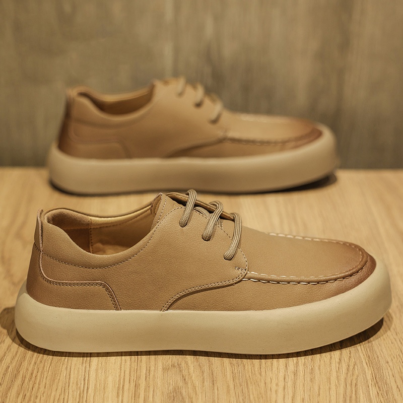 Men's Botton Width Height Increasing, Brown Lace-up Cutout Single Layer Sports And Leisure foto 4