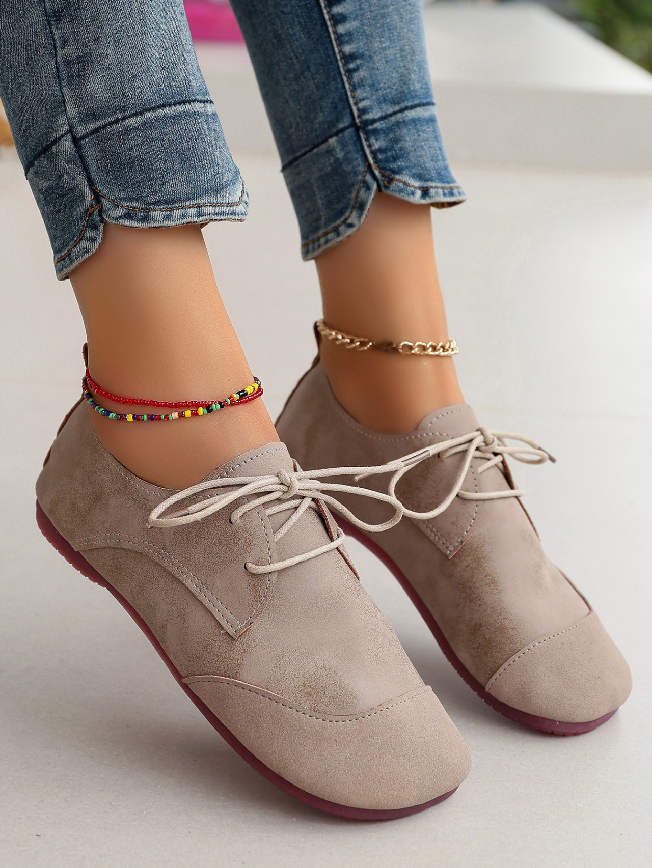 Flat Retro Soft Leather Western Style Slip-on Loafers Small Leather Shoes foto 5