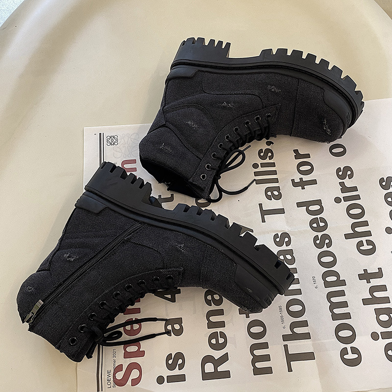 Men's Thick Bottom Ripped Retro Distressed Workwear Martin Boots foto 3
