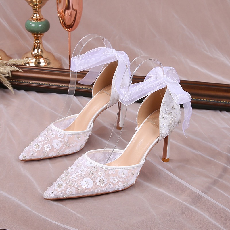 Fashion French Style Sequin Hollowed Sandals Women foto 2