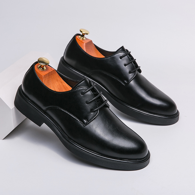 Men's British-style Korean-style Business Leather Shoes foto 4