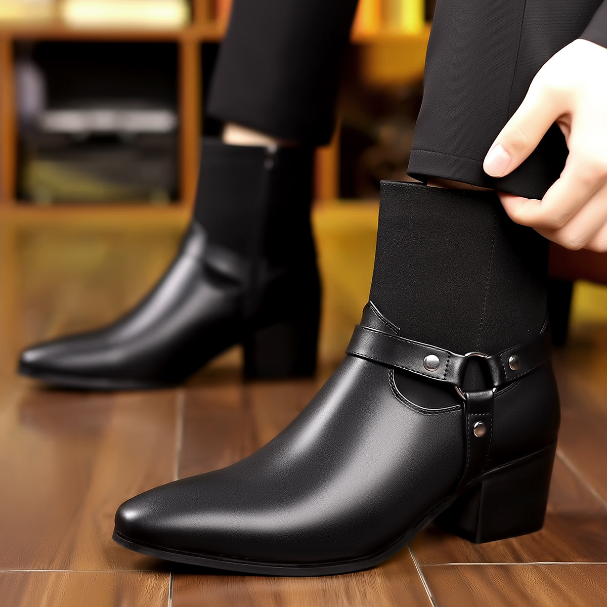 Fashionable British-style Pointed-toe Casual Mens Boots foto 2
