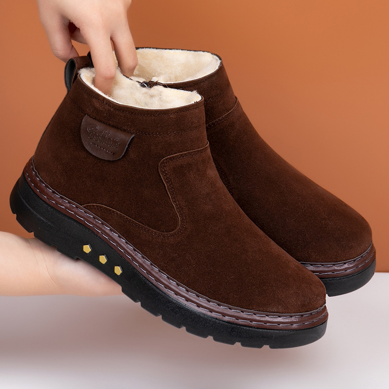 Warm Non-slip Sheep Wool Plus Velvet Thick Cotton Shoes foto 3