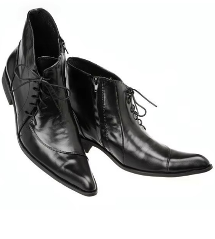 Korean Style British Leather Pointed Men's Boots Fashionable Breathable Men's Shoes foto 2