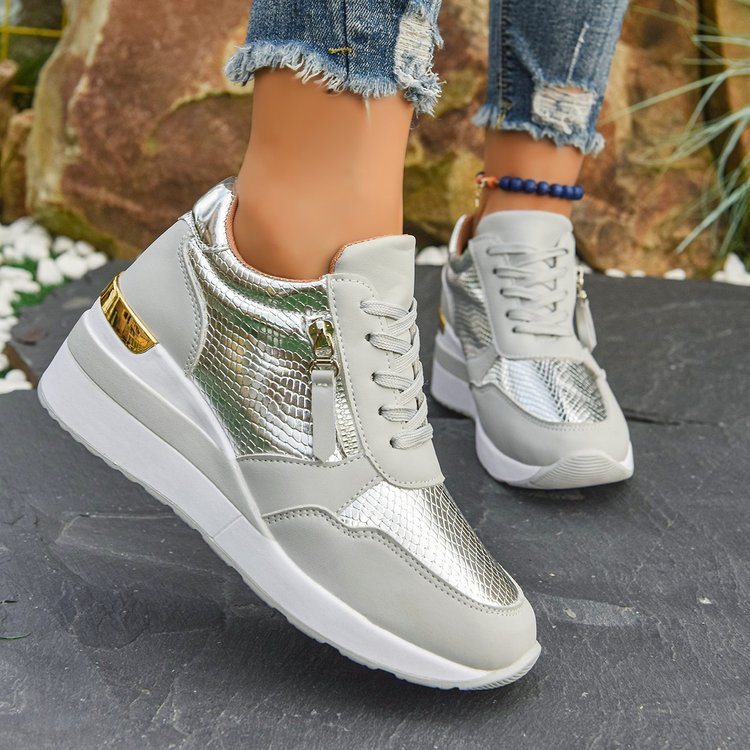 Wedge Soled Height Increasing Casual Sneakers For Women foto 2