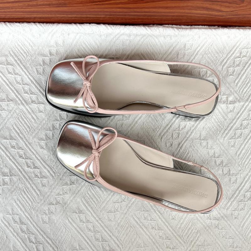 Square Toe Chunky Heel Low-cut Back Empty Closed Toe Sandals foto 4