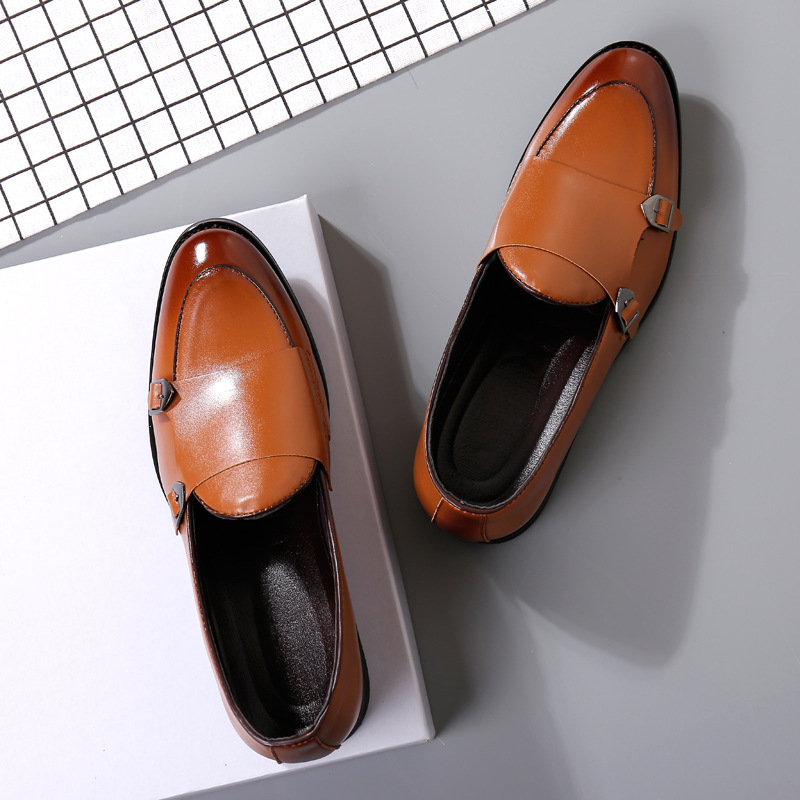 Autumn Men's Leather Shoes Double Buckle New