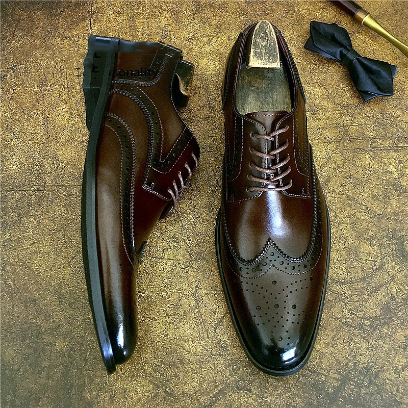 Genuine Leather Brogue Business Formal Wear Leather Shoes foto 2