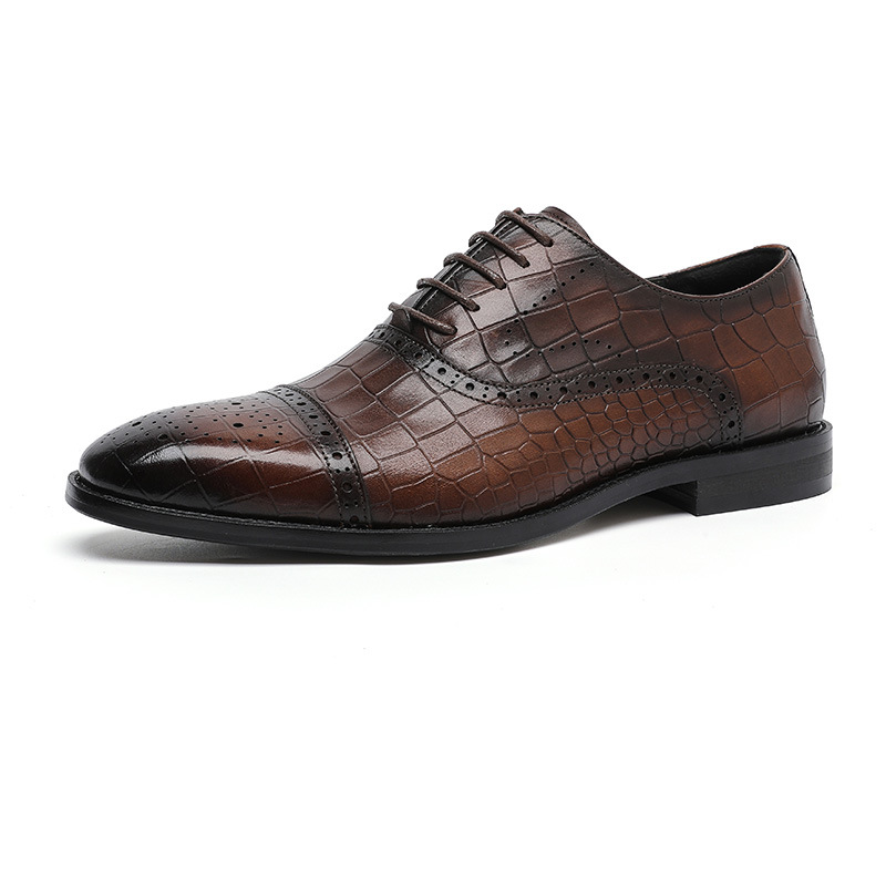 Business Formal Wear Embossed Carved Genuine Leather Oxford Shoes foto 2