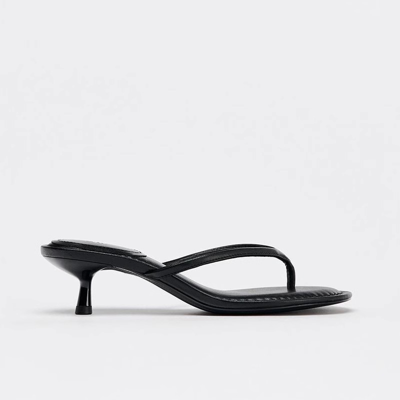 Summer Round Toe High Heel Flip-flops Flip-toe Mid Heel Sandals foto 3