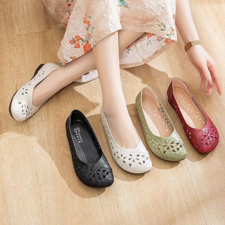 Womens Breathable Flat Non-slip Leather Sandals Soft foto 4