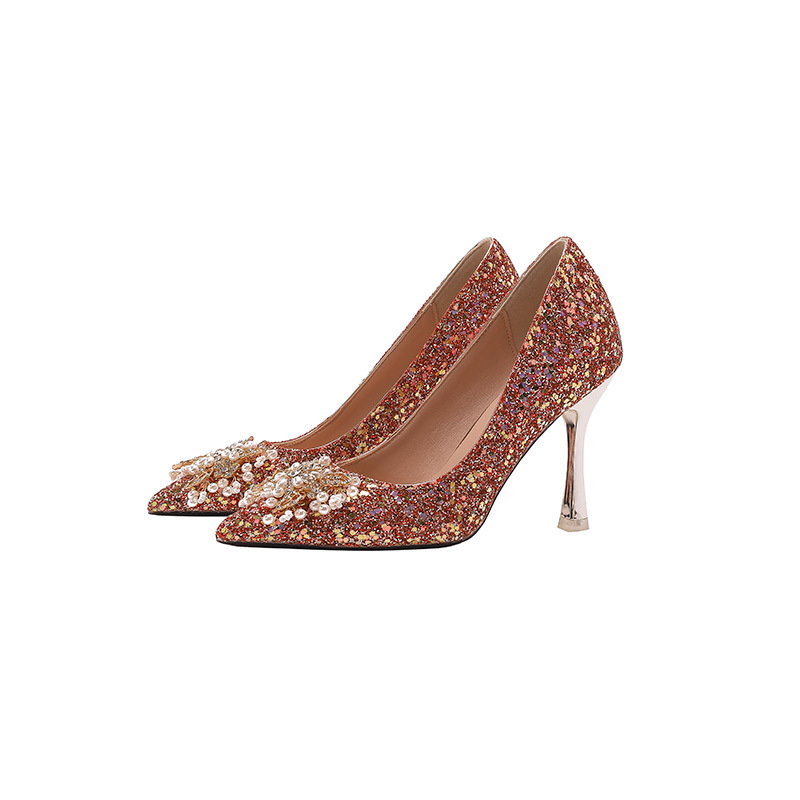 Red Crystal With Evening Dress High Heels foto 5