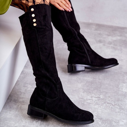 Comfortable Low-heeled Round-toe Solid-color Suede Over-the-knee Boots foto 2