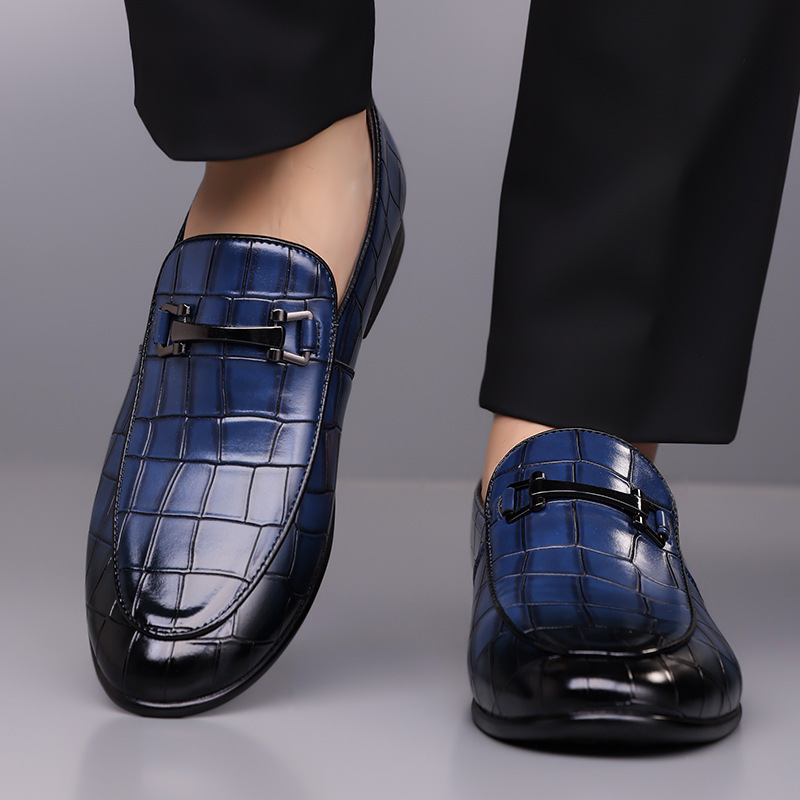 Men's Plaid Light Luxury Plus Size Rubber Sole Lightweight Leather Shoes foto 2
