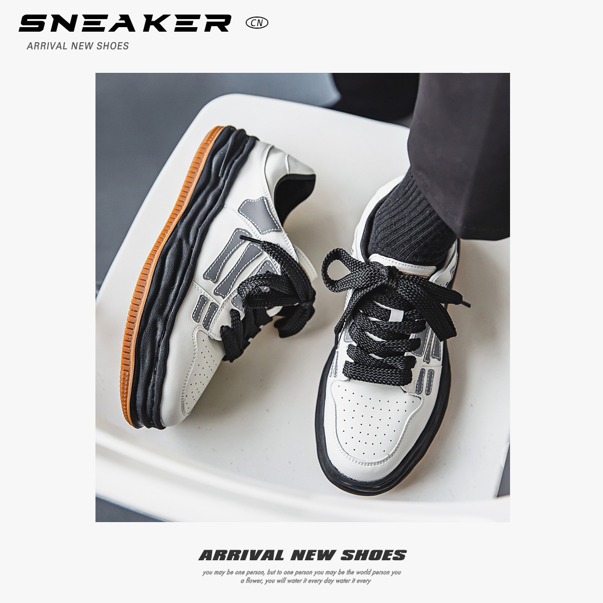 Reflective Bone Retro Platform Sneakers Men foto 2