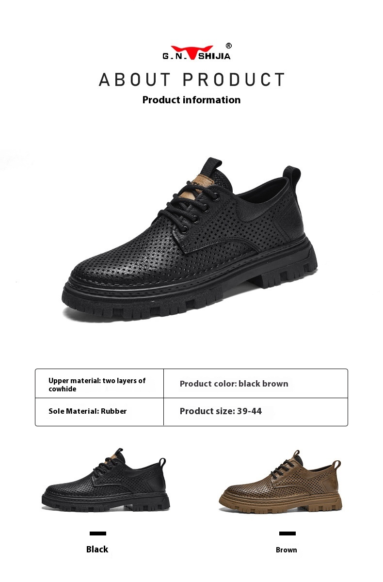 Summer Hollow Breathable High-grade Leather Shoes Platform foto 5