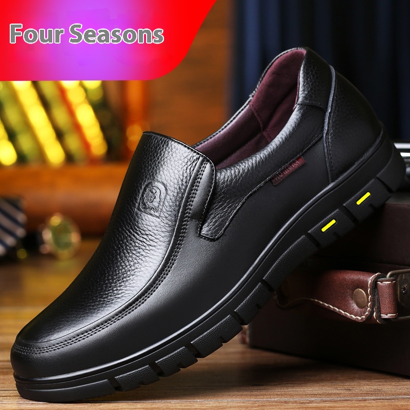 Men's Leather Soft Bottom Cutout Leather Shoes Breathable foto 5