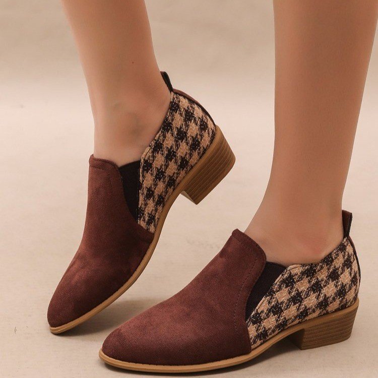 Retro Color-Block Slip-On Shoes For Women foto 3