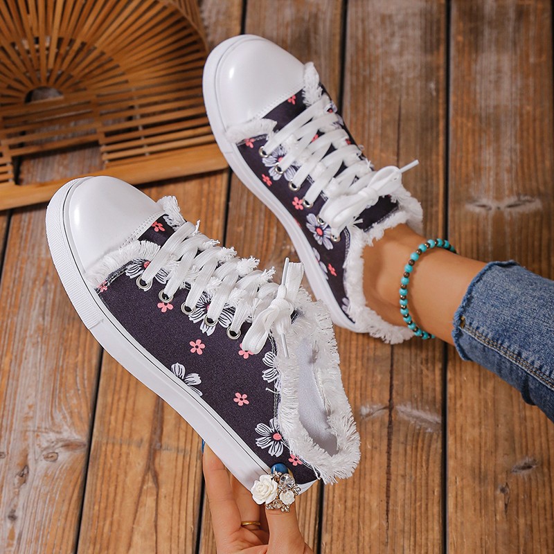 Spring And Autumn New Casual All-match Flat Lace-up Plus Size Low-top Canvas Shoes For Women foto 2