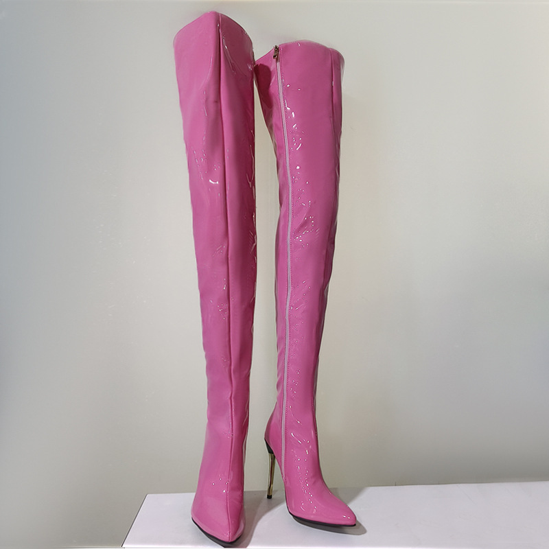 Womens Fashionable Over-the-knee Plus-size Metal-heel Boots foto 3