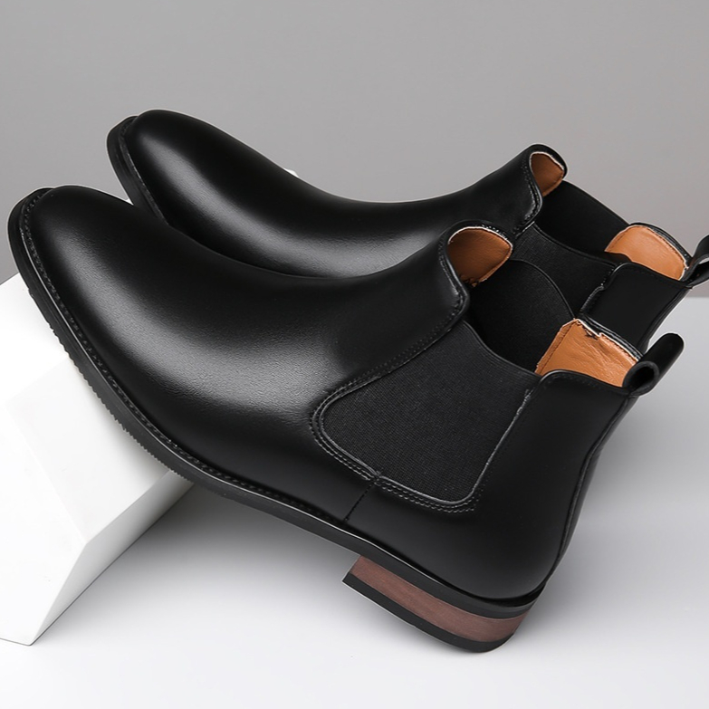 Chelsea Men's High-top Casual Business Wear Pointed Leather Boots foto 5