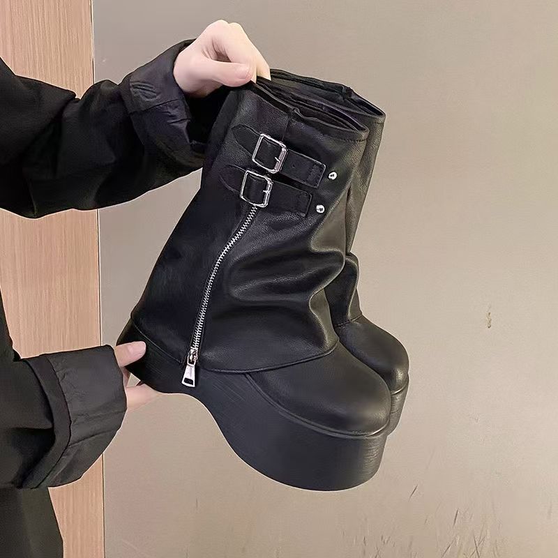 Retro Thick-soled Martin Boots For Women, Height-increasing Leg Tube Boots foto 3