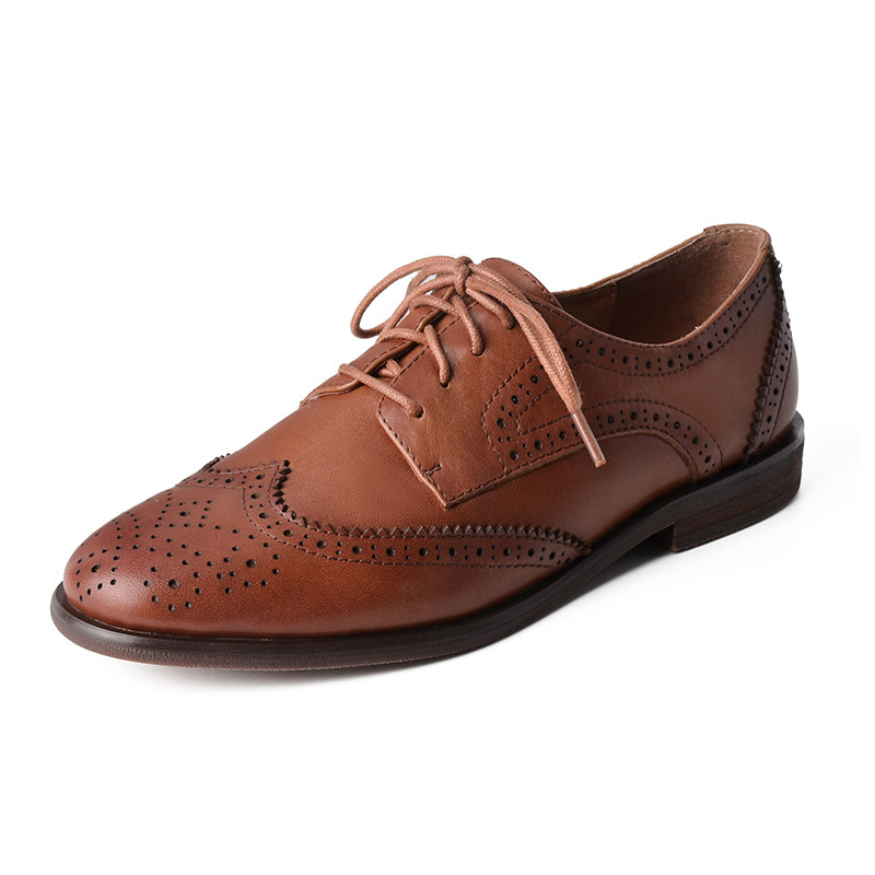 Womens British-style Lace-up Low-heeled Peep-toe Shoes foto 5
