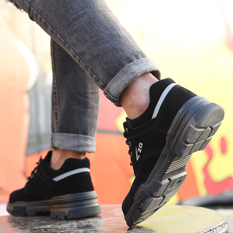 Anti-smashing And Anti-stab Safety Shoes Genuine Leather Wear-resisting Steel Toe Cap foto 5