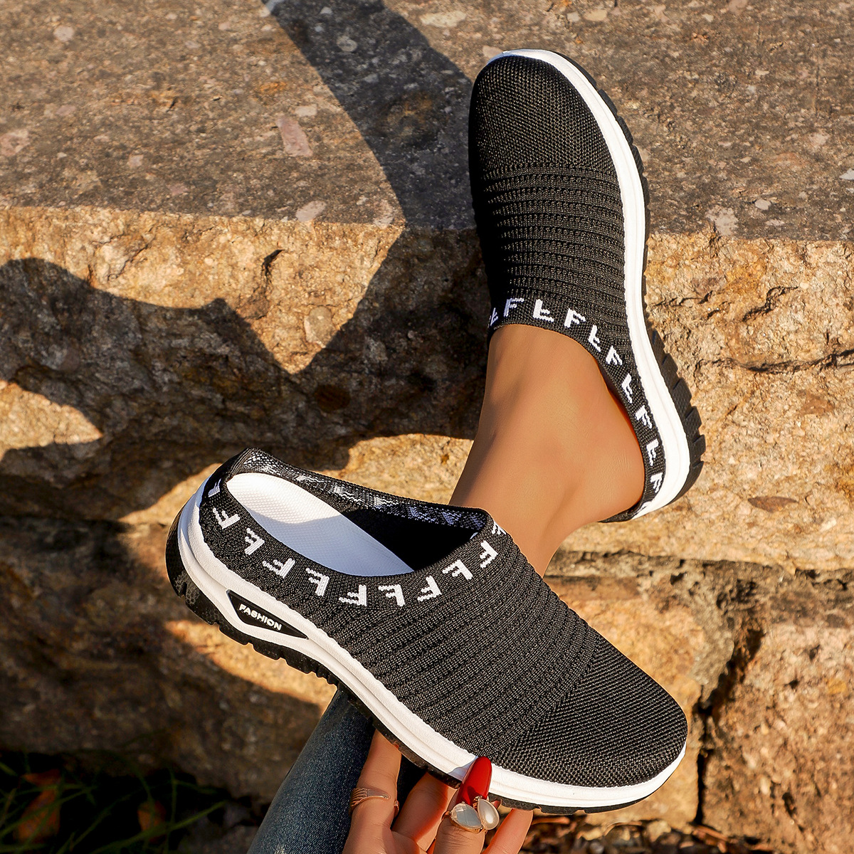 Baotou Semi-slip-on Casual Fashionable Versatile Chic Breathable Mesh Slip-on Pumps foto 4